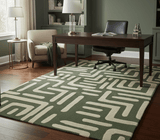 Maze Custom Made Modern Abstract Design Olive Hand Tufted Wool Area Rug
