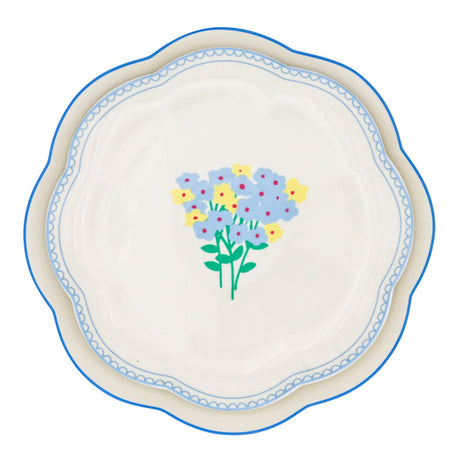 Meadow Flora Scalloped Ceramic Dinner Plates – Set of 4 (+1 Bonus Plate)
