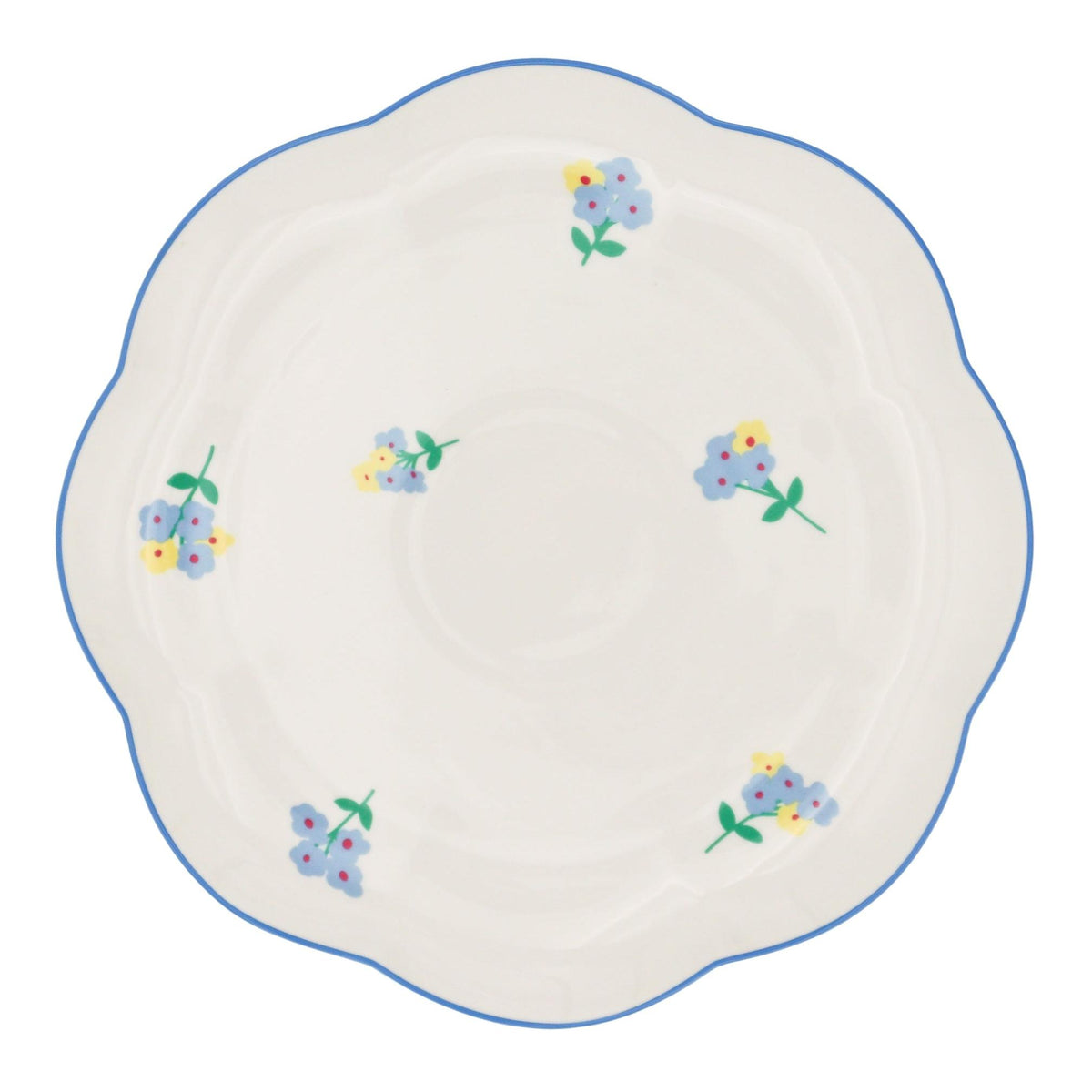 Meadow Flora Scalloped Ceramic Dinner Plates – Set of 4 (+1 Bonus Plate)