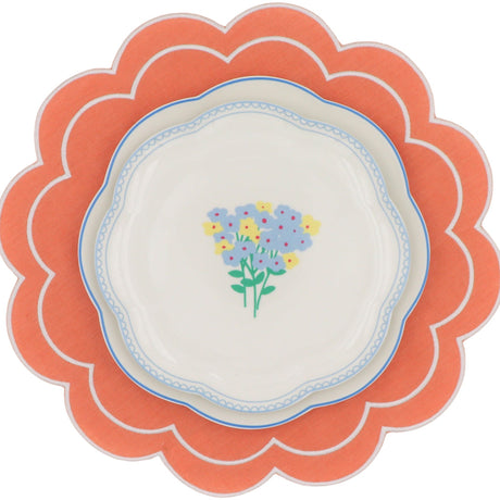 Meadow Flora Scalloped Ceramic Starter Plates – Set of 4 (+1 Bonus Plate)