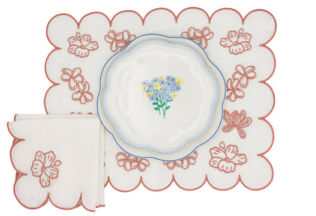 Meadow Flora Scalloped Ceramic Starter Plates – Set of 4 (+1 Bonus Plate)