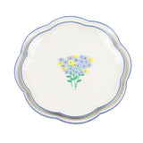 Meadow Flora Scalloped Ceramic Starter Plates – Set of 4 (+1 Bonus Plate)