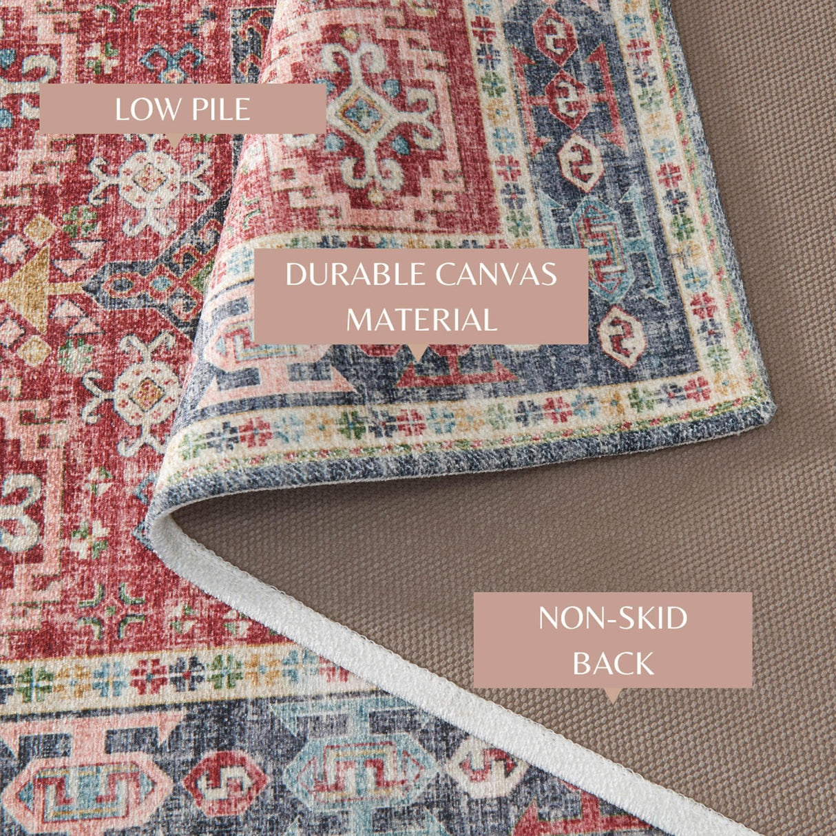 Medallion Machine Washable Accent Area Rug 3' x 5' - Nava Collection-Rugs-Parc Decor