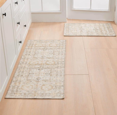 Medallion Machine Washable Accent Area Rug & Runner 2 Pack - Nava Collection-Rugs-Parc Decor