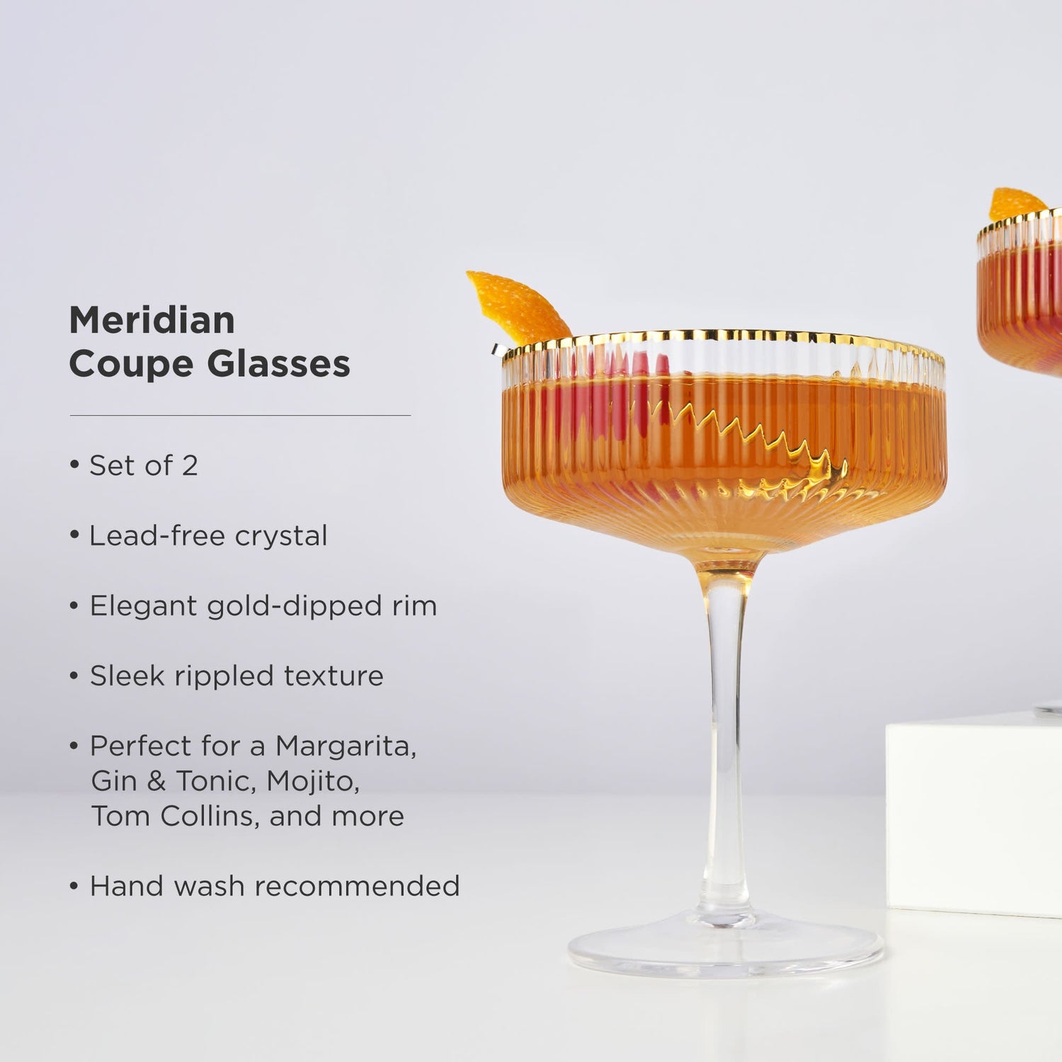 Meridian Crystal Coupe Glasses Set of 2-product_type::stemmed_cocktail_glasses-Parc Decor
