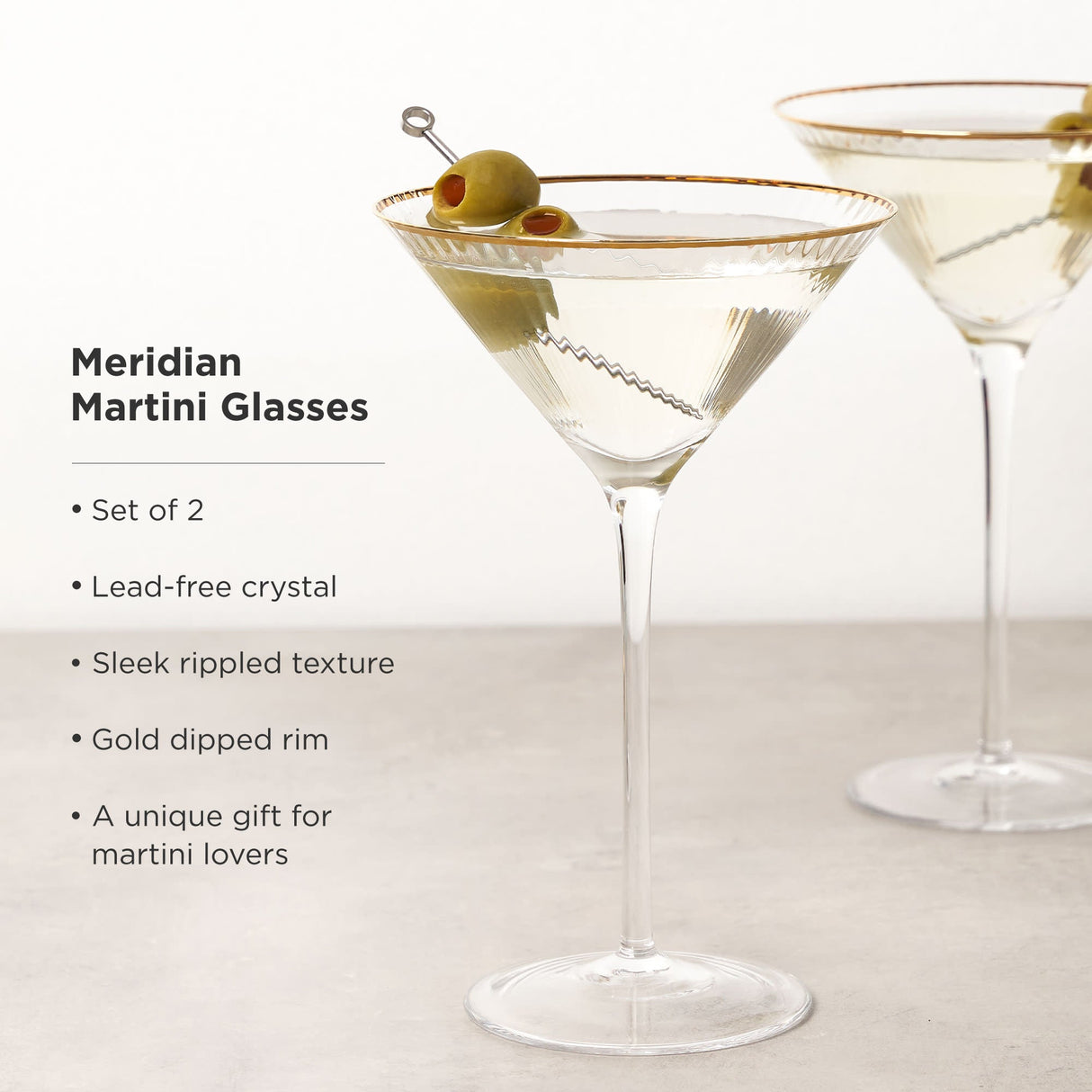 Meridian Crystal Martini Glasses Set of 2-product_type::stemmed_cocktail_glasses-Parc Decor
