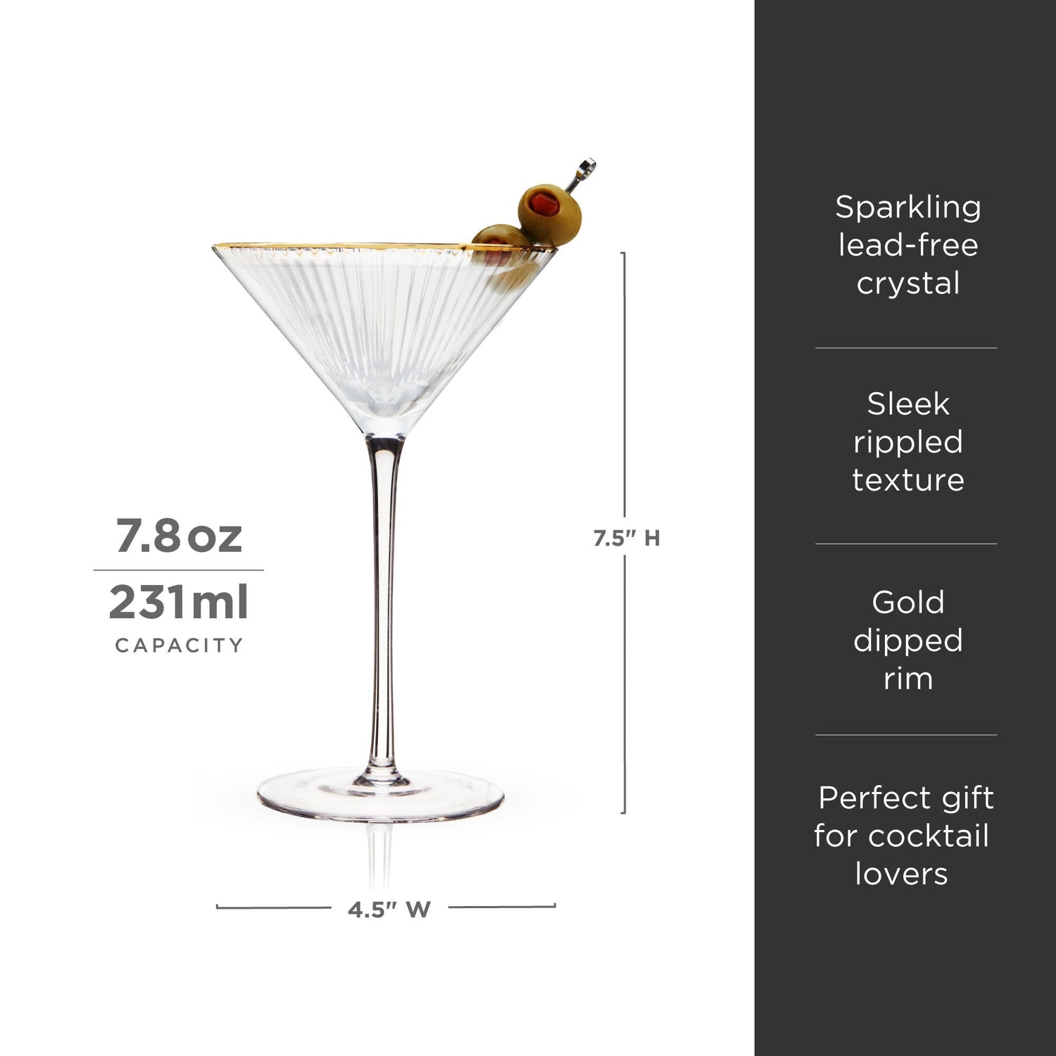 Meridian Crystal Martini Glasses Set of 2-product_type::stemmed_cocktail_glasses-Parc Decor