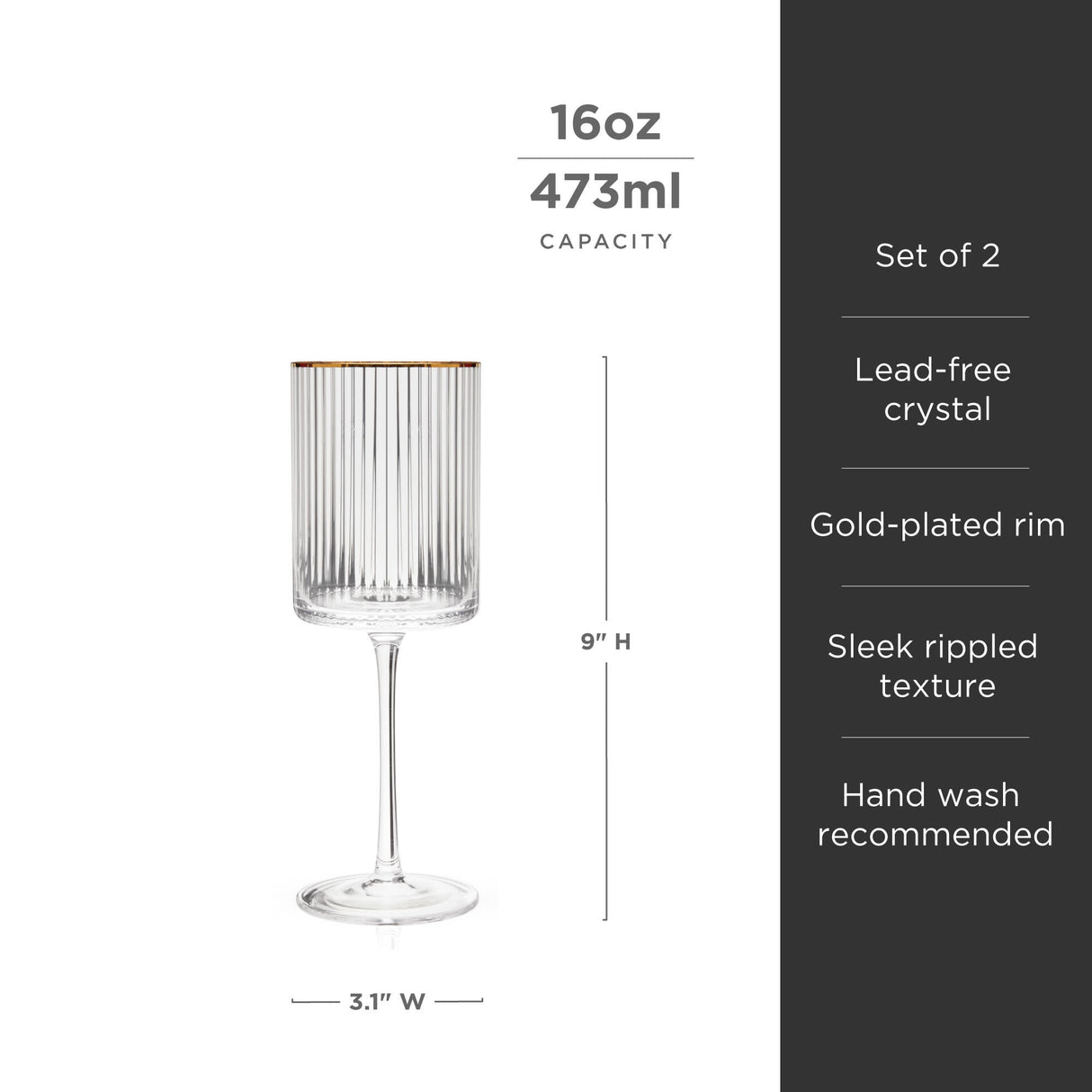 Meridian Crystal Wine Glasses Set of 2-product_type::stemmed_wine_glasses-Parc Decor