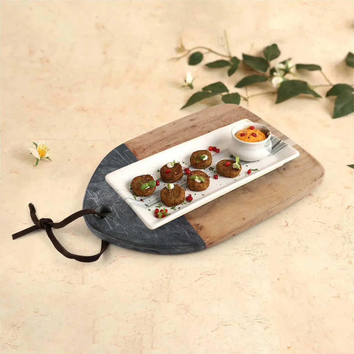 Mesa Marble Wood Cutting Board-marble cutting board / platter-Parc Decor