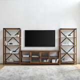Metal X Accent Wall with 70" Glass Door TV Console-Entertainment-Parc Decor