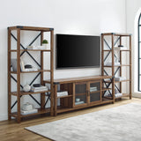 Metal X Accent Wall with 70" Glass Door TV Console-Entertainment-Parc Decor