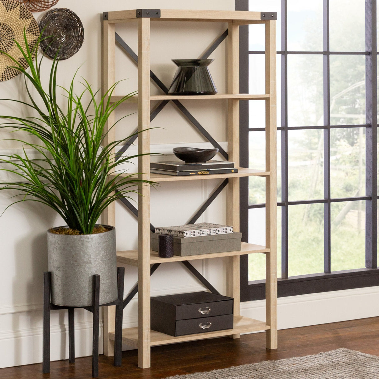 Metal X Bookshelf-Home Office-Parc Decor
