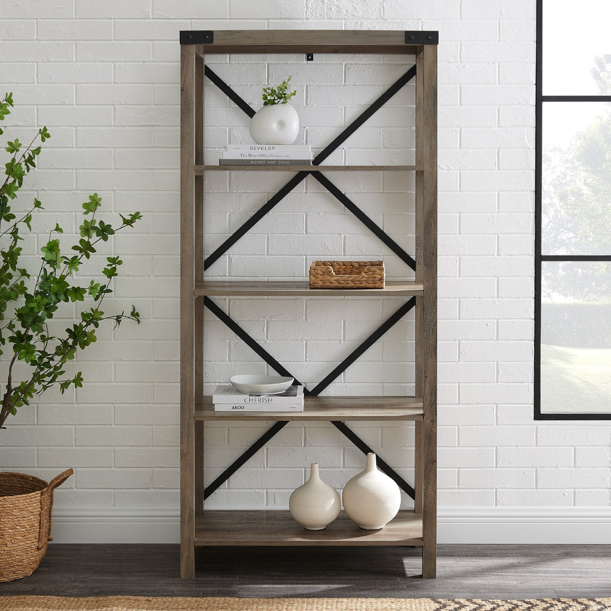 Metal X Bookshelf-Home Office-Parc Decor