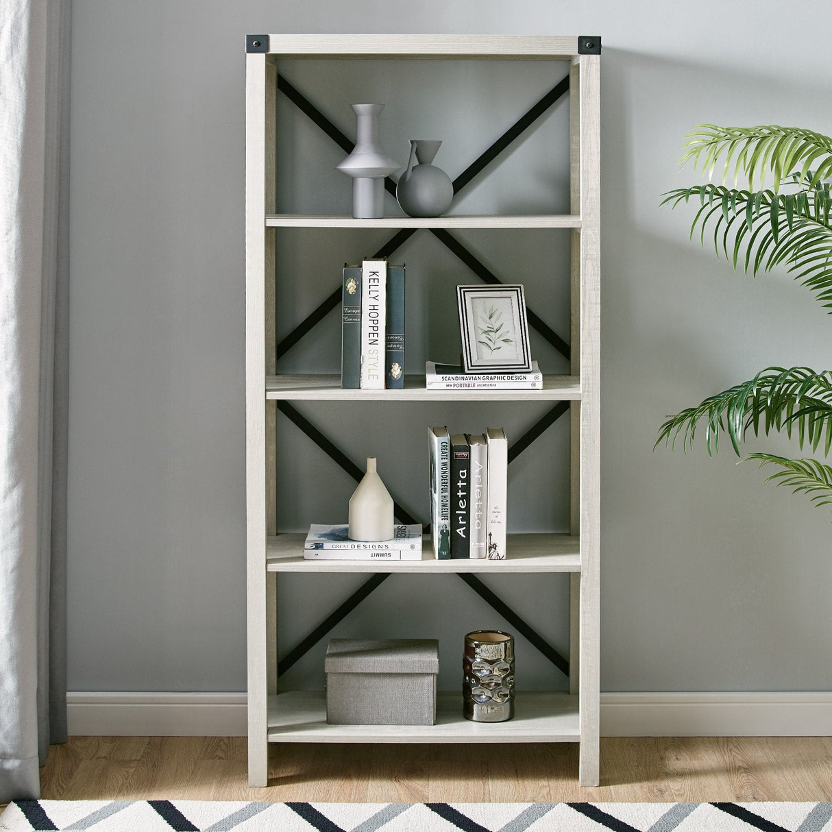 Metal X Bookshelf-Home Office-Parc Decor