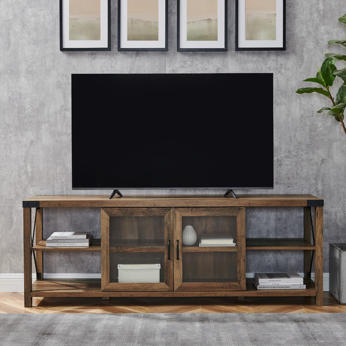 Metal X TV Stand-Entertainment-Parc Decor