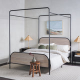 Metro Modern Metal and Wood Canopy Queen Bedframe-Bedroom-Parc Decor