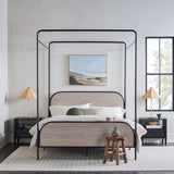 Metro Modern Metal and Wood Canopy Queen Bedframe-Bedroom-Parc Decor