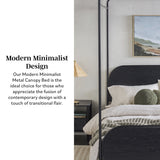Metro Modern Metal and Wood Canopy Queen Bedframe-Bedroom-Parc Decor