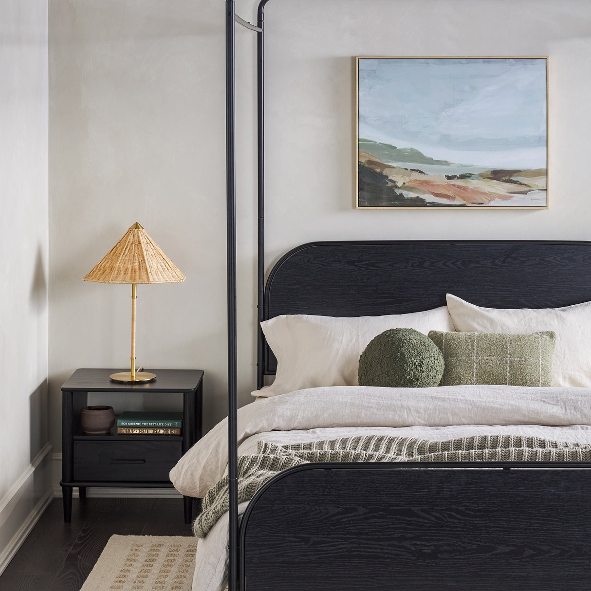 Metro Modern Metal and Wood Canopy Queen Bedframe-Bedroom-Parc Decor