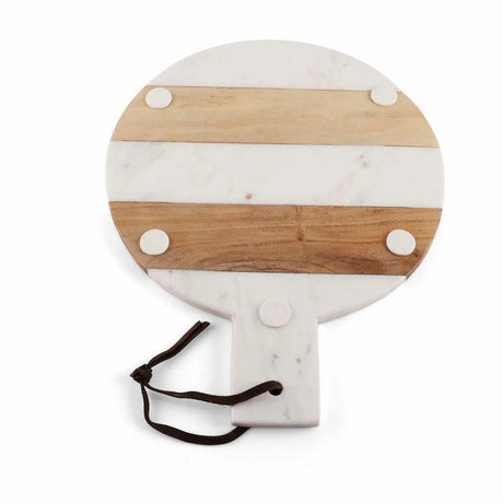 Mez Round Marble Wood Paddle Charcuterie Board-marble cutting board / platter-Parc Decor
