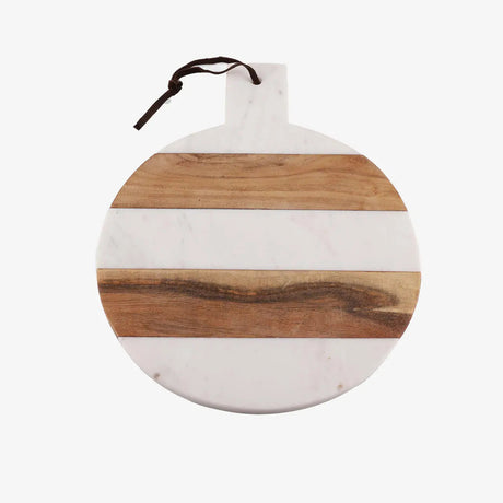 Mez Round Marble Wood Paddle Charcuterie Board-marble cutting board / platter-Parc Decor