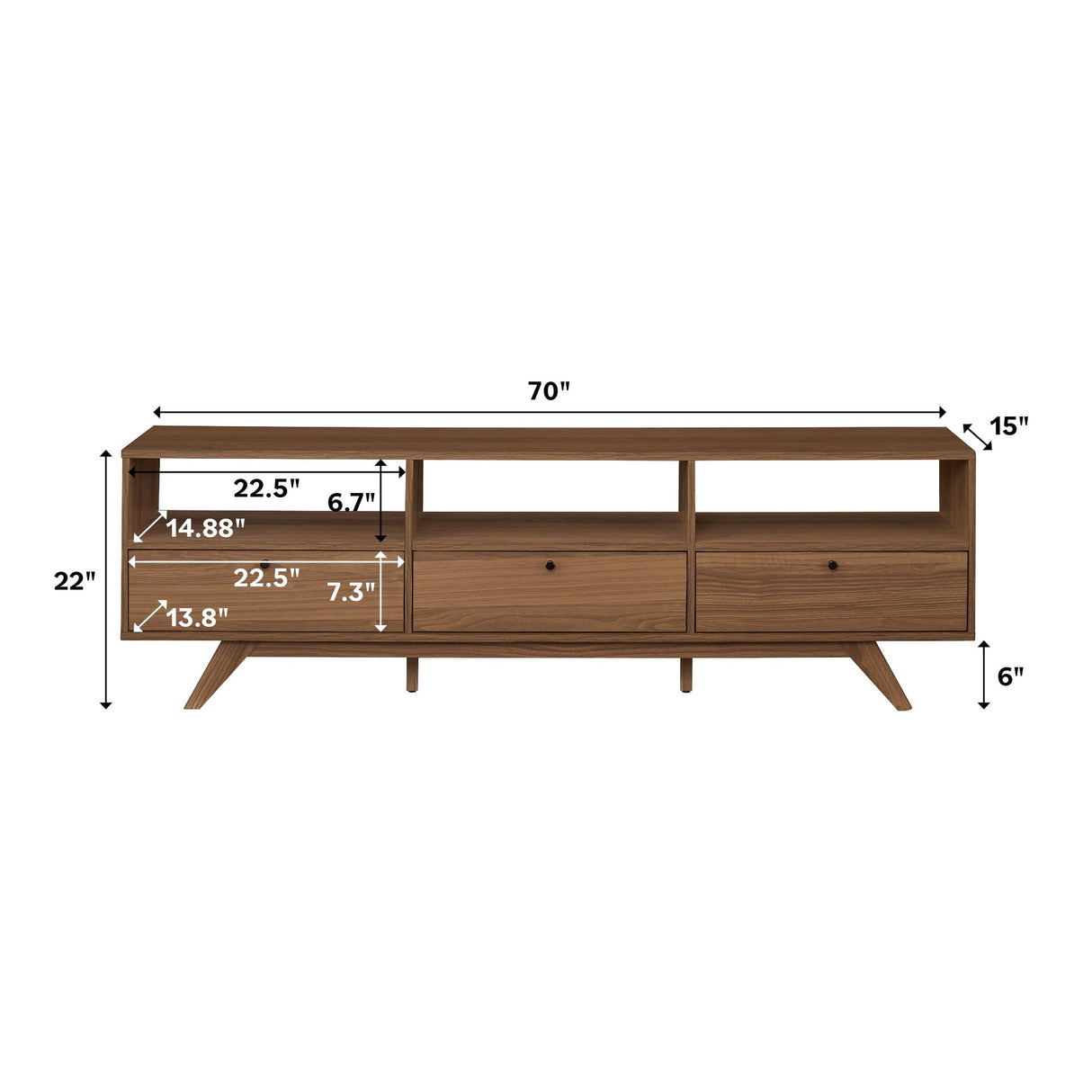 Mid-Century Kela Modern 3-Door TV Stand-Entertainment-Parc Decor