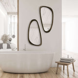 Mid-Century Modern Asymmetrical Black Wood Mirror-Mirror-Parc Decor