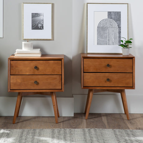 Mid-Century Solid Wood Nightstand Collection (1 or 2 Drawer)-Bedroom-Parc Decor