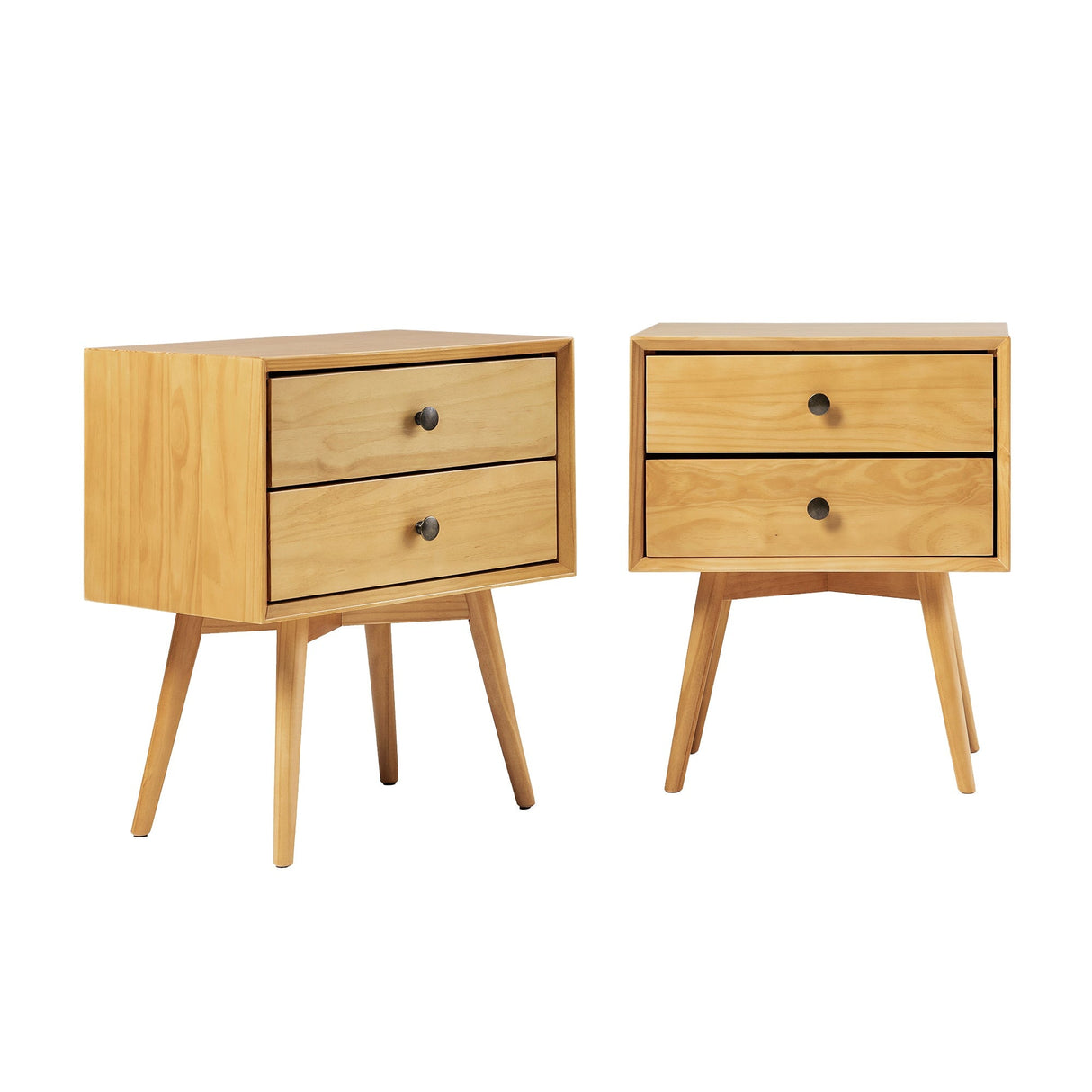 Mid-Century Solid Wood Nightstand Collection (1 or 2 Drawer)-Bedroom-Parc Decor