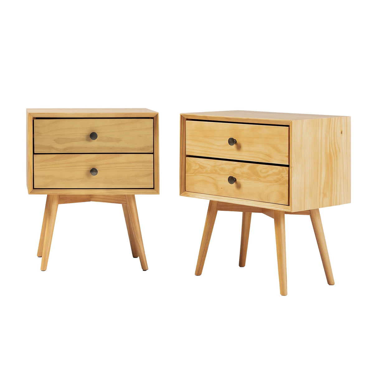 Mid-Century Solid Wood Nightstand Collection (1 or 2 Drawer)-Bedroom-Parc Decor