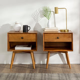 Mid-Century Solid Wood Nightstand Collection (1 or 2 Drawer)-Bedroom-Parc Decor
