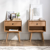Mid-Century Solid Wood Nightstand Collection (1 or 2 Drawer)-Bedroom-Parc Decor