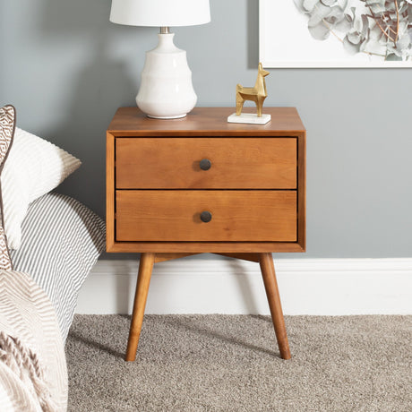 Mid-Century Solid Wood Nightstand Collection (1 or 2 Drawer)-Bedroom-Parc Decor