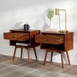 Mid-Century Solid Wood Nightstand Collection (1 or 2 Drawer)-Bedroom-Parc Decor
