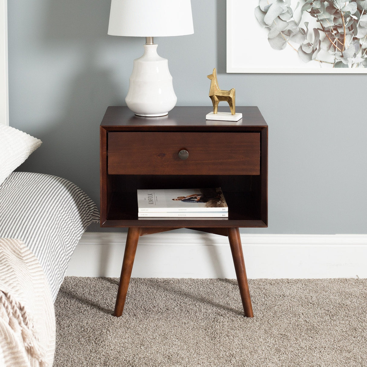 Mid-Century Solid Wood Nightstand Collection (1 or 2 Drawer)-Bedroom-Parc Decor