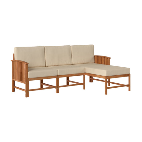 Midland Modern Solid Wood 3-Piece Outdoor Sectional Set-Outdoor-Parc Decor