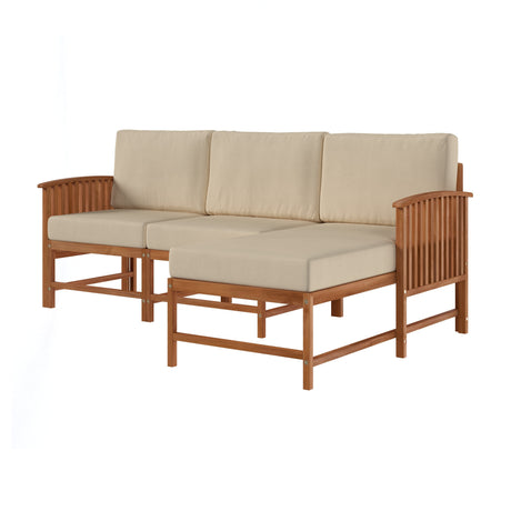 Midland Modern Solid Wood 3-Piece Outdoor Sectional Set-Outdoor-Parc Decor