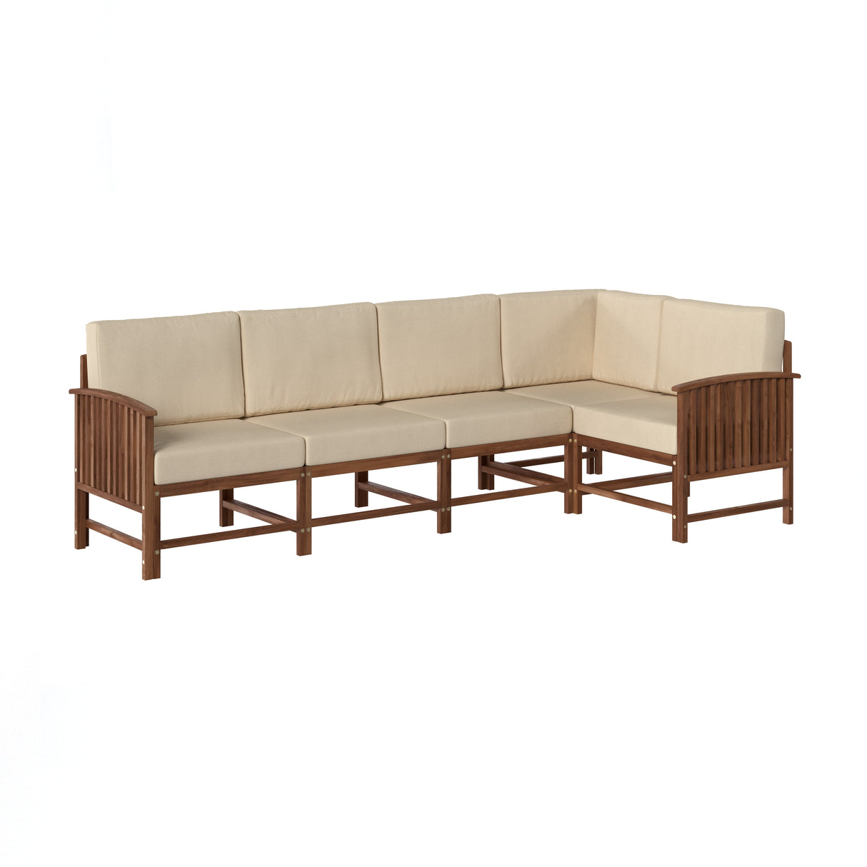 Midland Modern Solid Wood 5-Piece Outdoor Sectional Set-Outdoor-Parc Decor