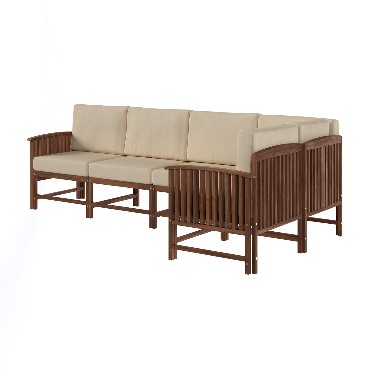 Midland Modern Solid Wood 5-Piece Outdoor Sectional Set-Outdoor-Parc Decor
