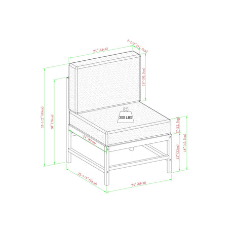 Midland Modern Solid Wood 5-Piece Outdoor Sectional Set-Outdoor-Parc Decor