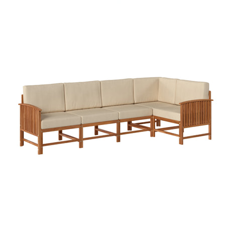 Midland Modern Solid Wood 5-Piece Outdoor Sectional Set-Outdoor-Parc Decor