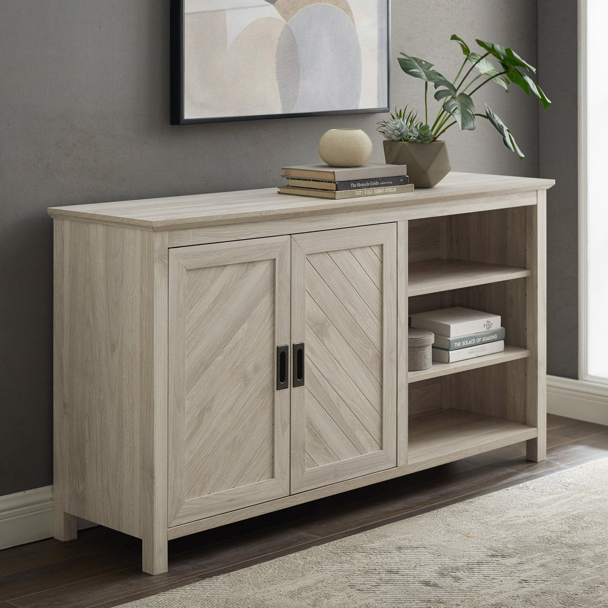 Mila Angled Groove Buffet Sideboard & TV Stand-Dining / Kitchen-Parc Decor