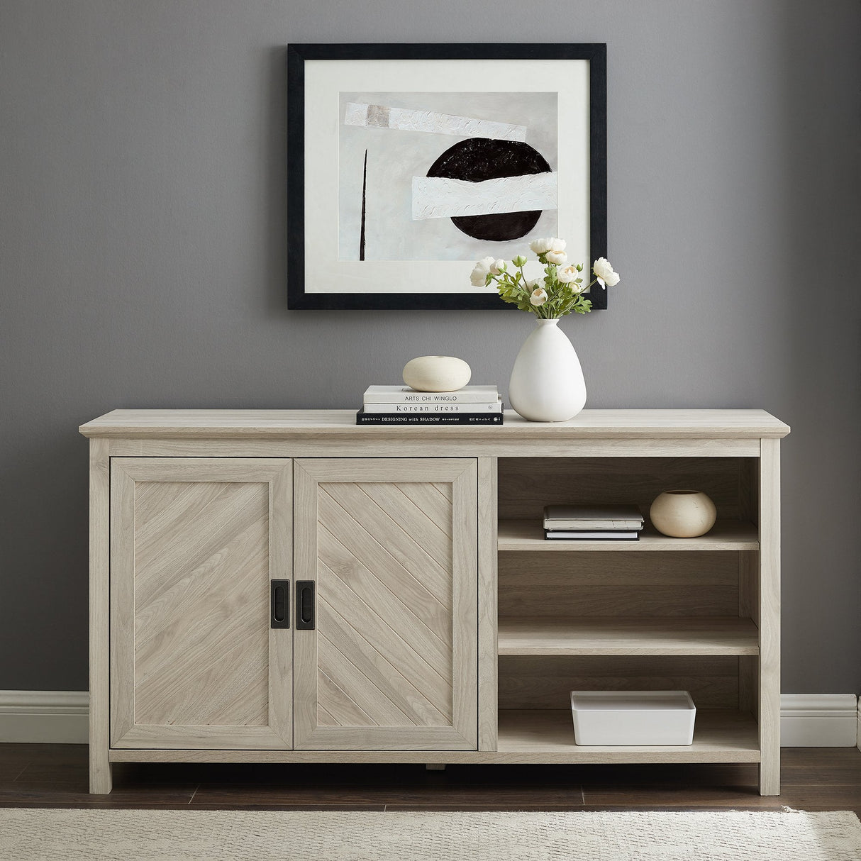 Mila Angled Groove Buffet Sideboard & TV Stand-Dining / Kitchen-Parc Decor