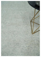 Minimalist Fine Hand Knotted Ivory and Silver 9x12 Rug Made with Fine Wool, Solid Rug | AC37912