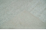 Minimalist Fine Hand Knotted Ivory and Silver 9x12 Rug Made with Fine Wool, Solid Rug | AC37912