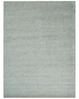 Minimalist Fine Hand Knotted Ivory and Silver 9x12 Rug Made with Fine Wool, Solid Rug | AC37912
