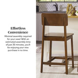 Minimalist Solid Wood Counter Stool, Set of 2-Dining / Kitchen-Parc Decor