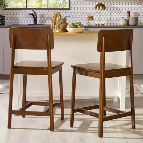 Minimalist Solid Wood Counter Stool, Set of 2-Dining / Kitchen-Parc Decor