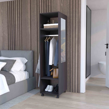 Minimalist Tall Wardrobe Armoire Storage Cabinet with Mirrorlook-Storage & Organization-Parc Decor
