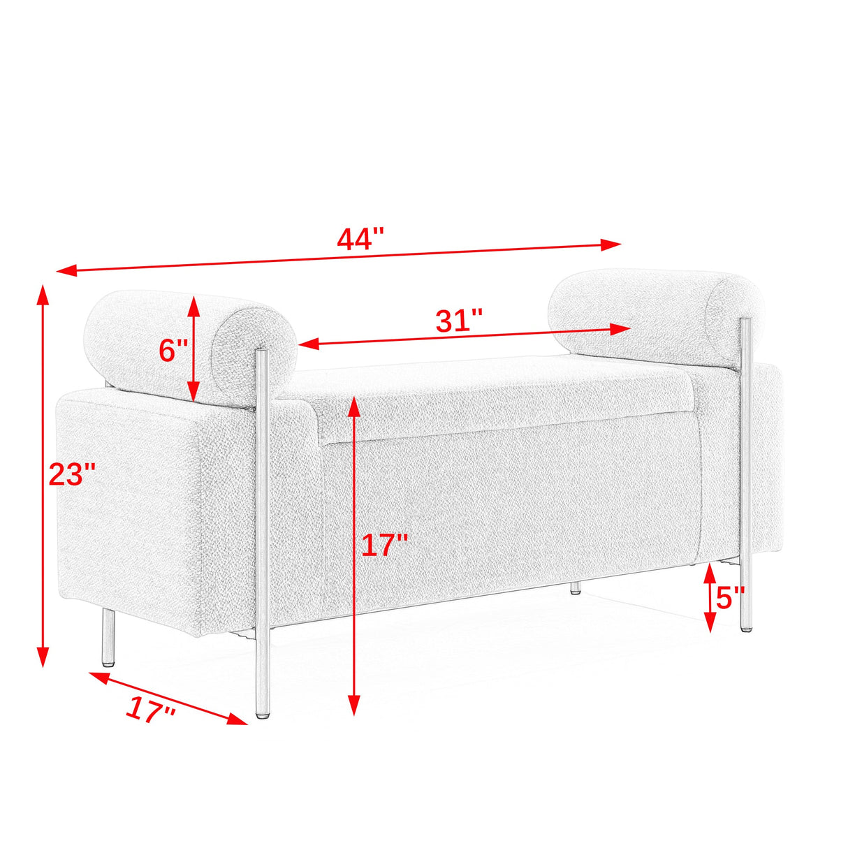 Minimalist Upholstered Linen Storage Bench-Bedroom-Parc Decor